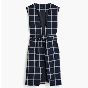 J Crew French Girl Windowpane Sleeveless Blazer